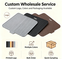 Tapis de séchage de vaisselle en silicone personnalisé, grand modèle carré avec drainage incliné pour la protection du comptoir de la cuisine