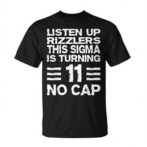 Camiseta de cumpleaños número 11 de Sigma para niños y niñas de 11 años, diseño sin gorra Rizzlers - Product Image 2