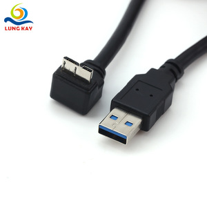 Cable de datos Lung Kay USB 3.0 Micro B en ángulo recto de 90 grados para disco duro externo, color negro - Product Image 1