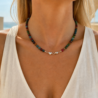Nouveauté, collier bohème en pierre naturelle de 6 mm, fermoir magnétique créatif, collier avec pendentif en forme de cœur pour femmes