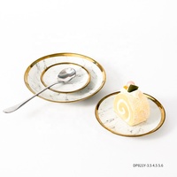 Support à gâteaux de mariage personnalisé, 3 niveaux, en céramique marbre, or, porcelaine décorative, vente en gros, pop,