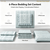 Parure de lit 6 pièces pour très grand lit, couleur unie, jacquard ciselé, housse de couette, drap-housse, taies d'oreiller, polyester 300 fils, ensemble de draps pour la maison