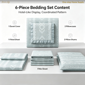 <span class=keywords><strong>Set</strong></span> Biancheria da Letto Matrimoniale 6 Pezzi Tinta Unita Jacquard Effetto Pelliccia Copripiumino Lenzuolo con Angoli Federe Poliestere 300TC <span class=keywords><strong>Set</strong></span> <span class=keywords><strong>Lenzuola</strong></span> per la Casa - Product Image 3