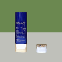 Kemasan tabung plastik aluminium kosong datar Oval 30ml kemasan tabung kosmetik biru untuk tabir surya krim BB tabung Remas kosmetik