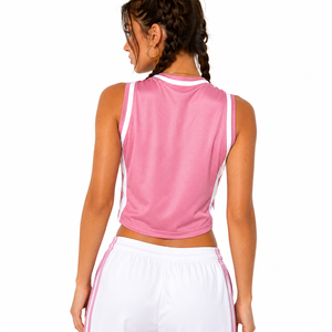 Débardeur de basket-ball personnalisé pour femme en maille, imprimé Courtside Social Club, sans manches, pour le jour du match, vente en gros - Product Image 3