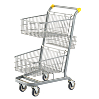 KAIJIA KJ-BS 50 Chariot de courses pliable à double panier à 2 niveaux en métal