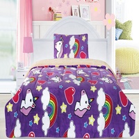 Parure De lit double en flanelle, style princesse, pour enfants, 2 pièces