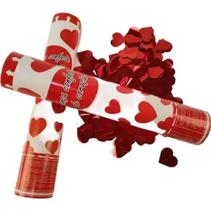 New Type Red Heart Shape Foil Paper Celebration Use Party Popper Confetti Cannon