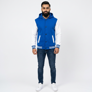 High Quality Winter Varsity Baseball Uniform <b>Jacket</b> <b>Men's</b> Stand Collar Front Logo Plus Size Breathable 100% Cotton - Product Image 1