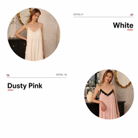 Robe de nuit sans manches en maille côtelée blanc pur et mauve lotus, faible MOQ, directement de l'usine, pour femme, idéale pour dormir et se détendre à la maison.