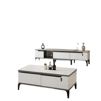 Meuble TV compact en MDF et pierre frittée blanche nordique, idéal pour salon, location économique, vente en gros
