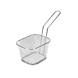 Mini cesta para fritura quadrada, cesta de aço inoxidável para fritadeira, óleo, fritadeira, pente quadrado, 304