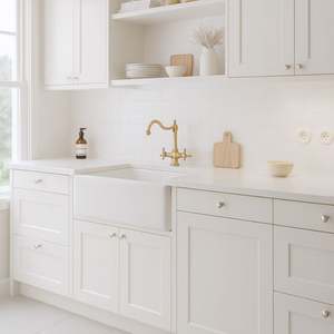 Armoires de cuisine modernes SANTOPOVA en crème avec système de tiroirs coulissants et conception de rangement intégrée - Product Image 3