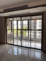 Three Four Five Linkage Extremely Narrow Aluminum Telescopic Sliding Glass Door Exterior Glass Partition Wall Room Divider