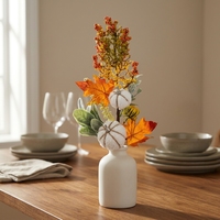 Tige florale artificielle faite à la main pour la décoration d'automne, couronne de Thanksgiving, centre de table, décoration intérieure en soie, vente en gros