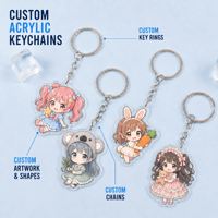 Porte-clés en acrylique Fille Anime, Fabrication OEM, Vente en gros, Acrylique transparent de qualité supérieure, Impression double face, Chaîne serpent, À partir de 1 pièce