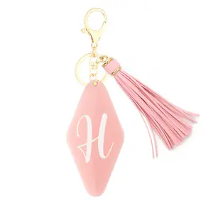 Blank Keychain Plastic Acrylic Hotel Keychain Key Chain Key Ring pink tassels Custom Logo Design Print Motel key tag Keychain