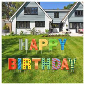 Tanda Halaman kartu rumput plastik selamat ulang tahun kustom DENGAN pasak dan huruf - Product Image 4