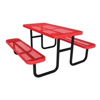 Ensemble de banc de parc et table de pique-nique en acier inoxydable, mobilier de patio extérieur pour parcs publics, cours, entrées de gymnases