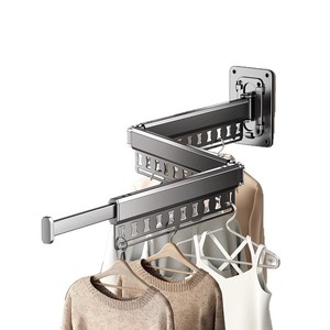 Telescopic Clothes Drying Rod Wall Mounted Expandable Single Bar For Balcony Indoor Use - Product Image 2