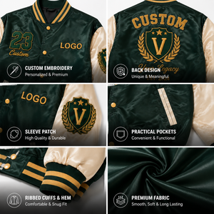 Custom Satin Varsity <b>Jacket</b> <b>Men</b> Embroidered Bomber <b>Jacket</b> With Custom Logo OEM ODM Streetwear <b>Baseball</b> Supplier - Product Image 2