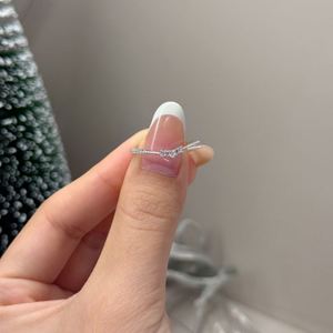 Dylam <b>Dainty</b> Design 925 Sterling Silver Sparkle D Color VVs1 Moissanite V Shape Eternity Band Daily Dress-up Jewelry <b>Rings</b> - Product Image 2