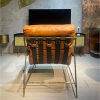 Fauteuil de salon en cuir véritable de luxe, design moderne, mobilier de loisirs pour la maison, salon extérieur, balcon, léger et durable