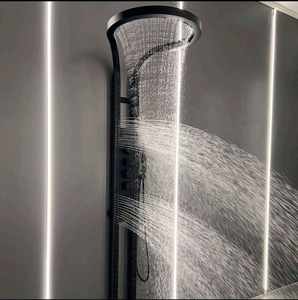 LEBED Système de douche cascade et pluie avec panneau, en laiton noir et cuivre, fixation murale, multifonction, modèle 2025, très populaire sur <span class=keywords><strong>TikTok</strong></span> - Product Image 2