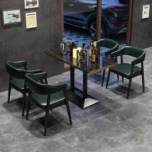 Commercio all'ingrosso stand tavolo sedia Set per bar nero divano sedia Kit di mobili per il ristorante commerciale divano sedia Set tavolo - Product Image 3