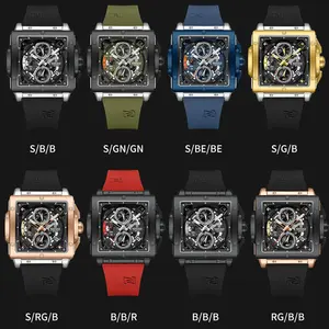 네비포스8064 쓰리 아이 식스 핀 패션 남성용 쿼츠 시계 패션 방수 실리콘 스트랩 야광 날짜 쿼츠 시계 남성용 - Product Image 4