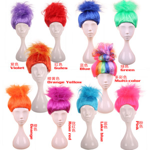<span class=keywords><strong>Peluca</strong></span> de estilo <span class=keywords><strong>Trolls</strong></span> colorida, <span class=keywords><strong>peluca</strong></span> sintética con nudo superior esponjoso, múltiples colores brillantes, para fiestas, cosplay, disfraz de Halloween - Product Image 2