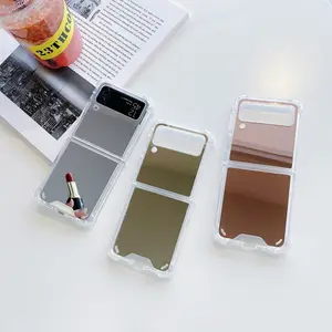 Mirror Silicone Shockproof Back Cover Suitable for Samsung Z Flip3 ZFlip 3 5G Protective Shell Makeup Mirror Folding Phone Cases