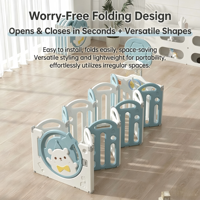 Corralito Plegable de Plástico para Bebés, para Dormitorio y Sala de Estar, Sin Necesidad de Ensamblaje, Ahorra Espacio, Barrera de Seguridad para Niños Pequeños