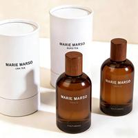 Emballage de parfum vide en ambre de luxe, 30 ml, 50 ml, 100 ml, flacon de parfum en verre en forme de cylindre personnalisé avec emballage complet