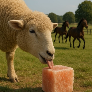 Bloc de sel de l'Himalaya de qualité supérieure pour chevaux et bovins avec corde 100% minéral naturel Couleur rose 1,5-2 kg Durée de conservation de 5 ans - Product Image 1