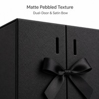 Boîte cadeau personnalisée noire mate texturée C5 à double porte avec ruban magnétique et couvercle à charnière, vente en gros, directement de l'usine pour la vente au détail