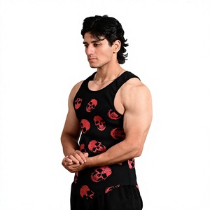 Wholesale Rate Best Premium Quality Men's Red <b>Skull</b> Print O-Neck Tank <b>Top</b> Sleeveless Vest For Casual Wear fashionable tank <b>top</b> - Product Image 5