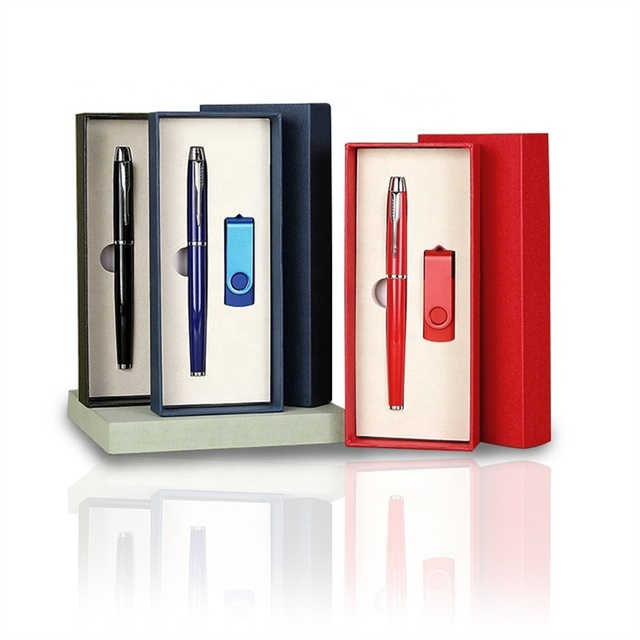 2 in 1 Eco-friendly Stainless Steel USB Flash Drive Pen Set Custom Logo Handmade Promotional Business Gift Set for Corporate Use