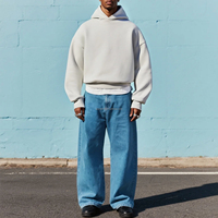 Toptan ağır bahar kırpılmış Hoodies özelleştirilmiş boy damla omuz Streetwear erkekler baskısız kapşonlu üst üreticileri