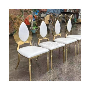 Hot Selling Hotel <b>White</b> High Back <b>Chair</b> Event Modern Gold Stainless Steel Couple <b>Chairs</b> for Weddings - Product Image 1