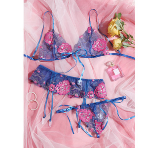 <strong>Cute</strong> Girls Femme Transparent Open Hot Embroidery Bra and Panty With Garter Belts <strong>Japanese</strong> Mature Women Sexy <strong>Lingerie</strong> - Product Image 3