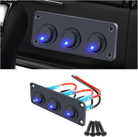 Nouveau panneau de commutation à bascule 3 gangs étanche 12V ON/OFF avec voyant LED vert 5 broches pour éclairage automobile et marine