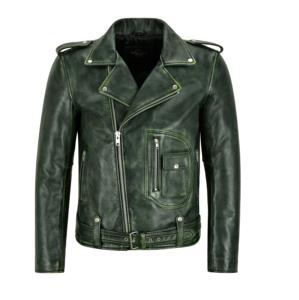 Custom 100% Genuine <b>Green</b> Wax Hide <b>Leather</b> Men’s <b>Blazer</b> Tailored Fit Private Label OEM/ODM Modern Luxury Style - Product Image 1