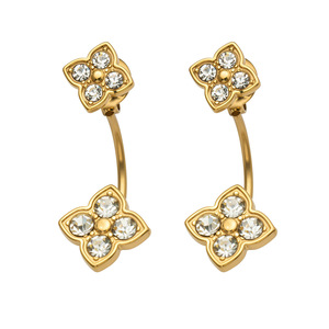 Pendientes de acero inoxidable con circonita de lujo, resistentes al agua, chapados en oro de 18 quilates para mujer - Product Image 5
