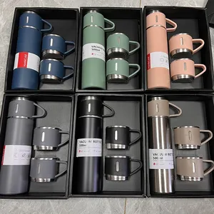 Set de Regalo de Termo de Acero Inoxidable de 500 ml, Estilo Ejecutivo para Oficina, Botella Térmica para Agua Caliente, Aislamiento Térmico, Taza para Parejas - Product Image 1