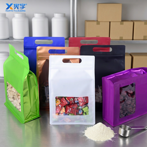 Sachet refermable auto-adhésif en PE à huit soudures, laminé Mylar, en aluminium thermoscellable avec fenêtre pour poudre de protéines de lactosérum – Vente en gros - Product Image 1