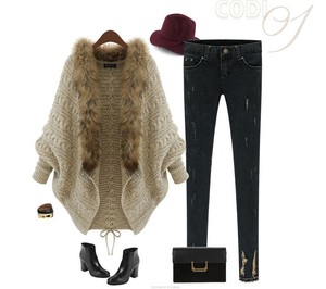 Fashion Women Batwing Sleeve Loose Cardigan Casual Warm <strong>Faux</strong> <strong>Fur</strong> Collar <strong>Mink</strong> Shawl <strong>Coat</strong> - Product Image 6