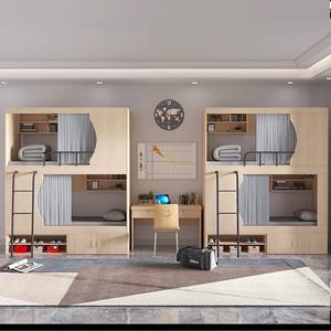 Lit superposé moderne A551 en bois avec rangement et bureau pour étudiants et adultes, mobilier de chambre à coucher - Product Image 2