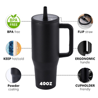 Nuevos Productos: Tazas de Café Aisladas, Taza de Viaje de 40 oz, Vaso de Acero Inoxidable con Asa y Tapa con Pajita Plegable