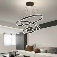 Décoration d'intérieur, lampe suspendue à 3 anneaux pour plafond haut, métal, LED, ronde, moderne, aluminium, style nordique, lustre de luxe, luminaire suspendu pour restaurant